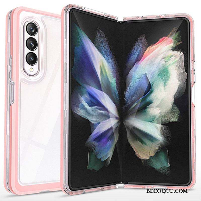 Coque Samsung Galaxy Z Fold 3 5G Hybride Transparente Rebords Colorés