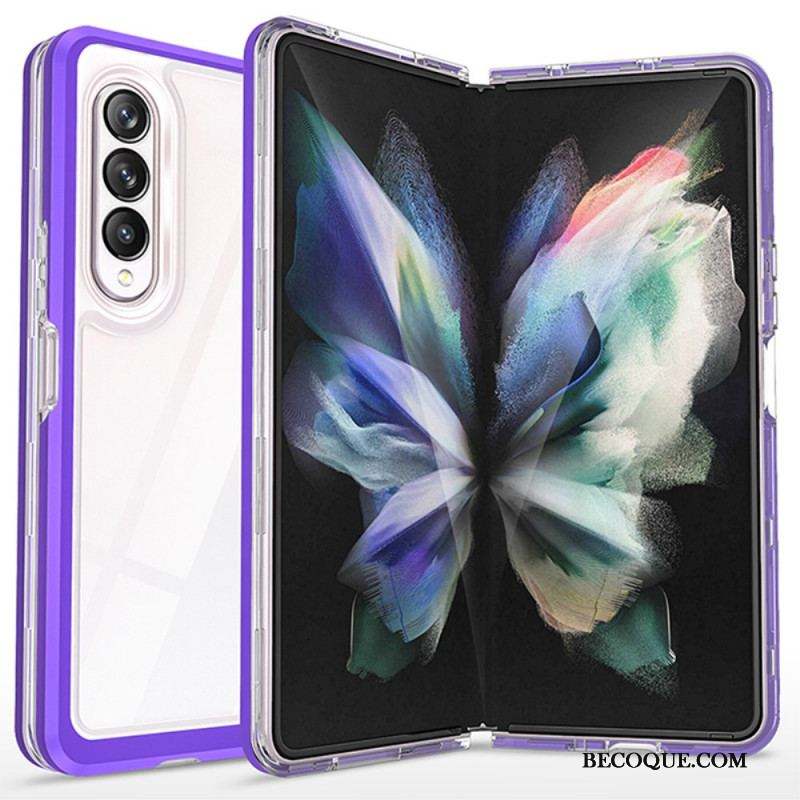 Coque Samsung Galaxy Z Fold 3 5G Hybride Transparente Rebords Colorés