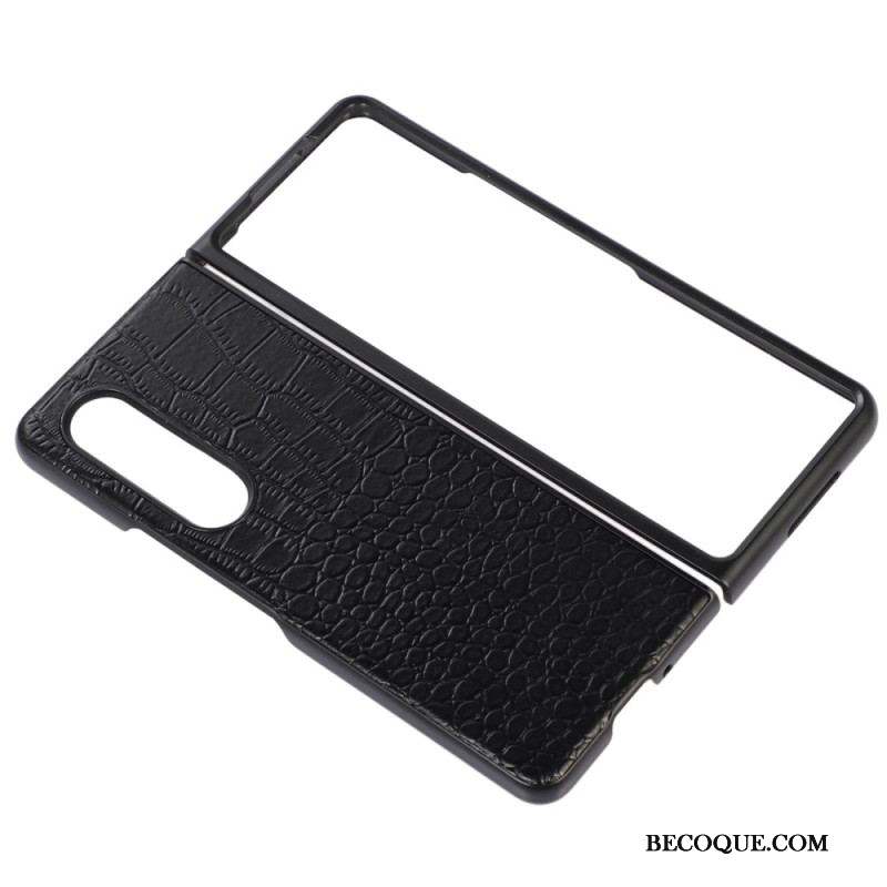 Coque Samsung Galaxy Z Fold 4 Cuir Véritable Effet Crocodile Tendance