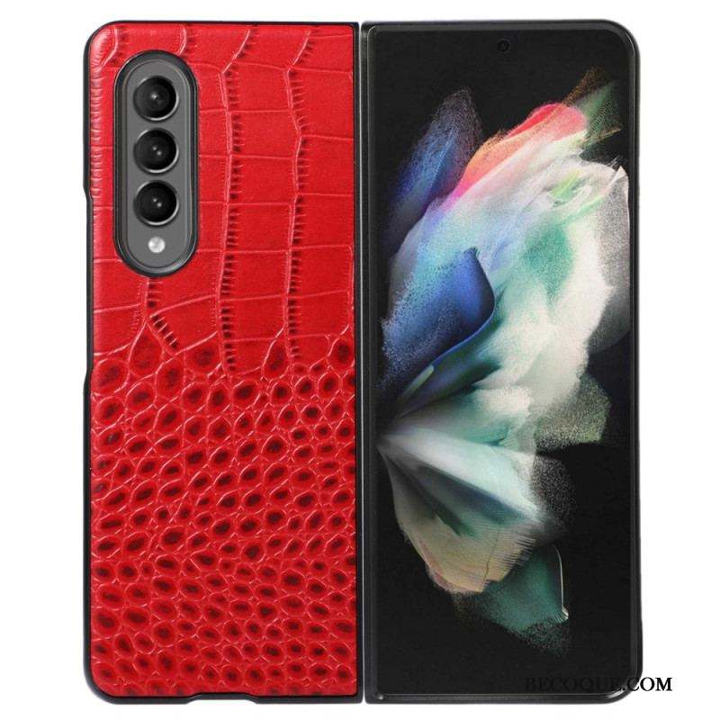 Coque Samsung Galaxy Z Fold 4 Cuir Véritable Effet Crocodile Tendance