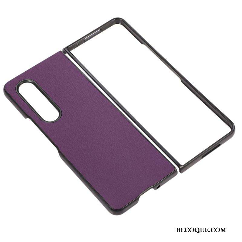 Coque Samsung Galaxy Z Fold 4 Simili Cuir Litchi Effet Rétro