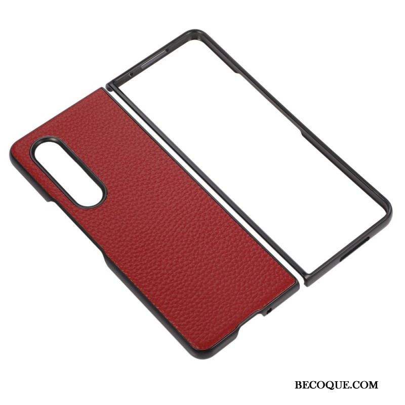 Coque Samsung Z Fold 4 Simili Cuir Litchi Effet Vintage