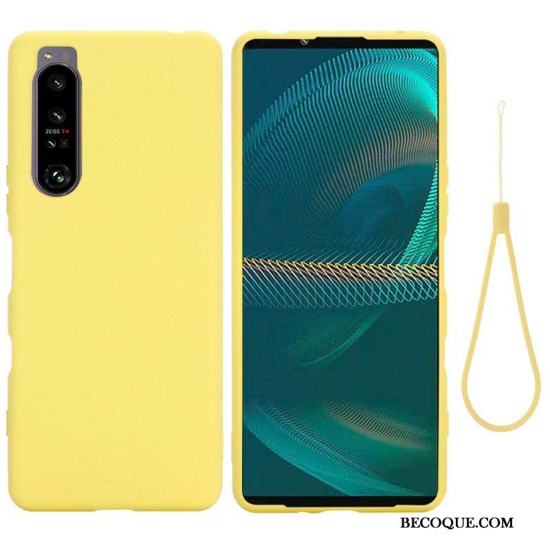 Coque Sony Xperia 1 IV Silicone Liquide à Lanière