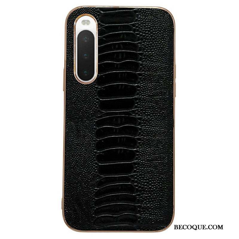 Coque Sony Xperia 10 IV Cuir Véritable Style Crocodile