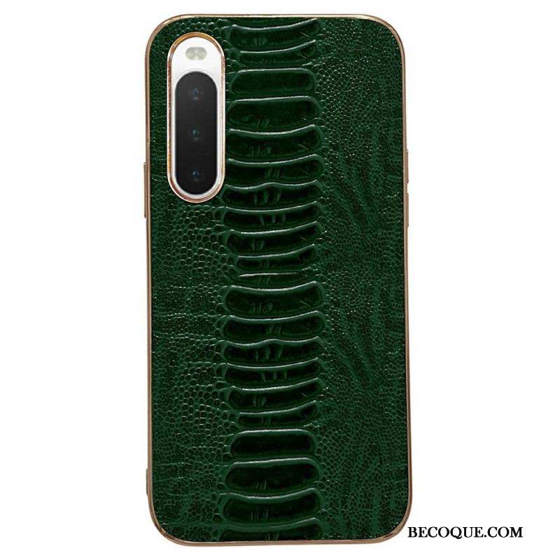 Coque Sony Xperia 10 IV Cuir Véritable Style Crocodile