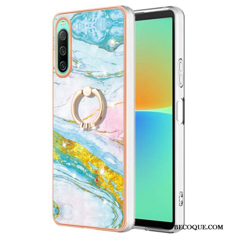 Coque Sony Xperia 10 IV Marbre avec Anneau-Support