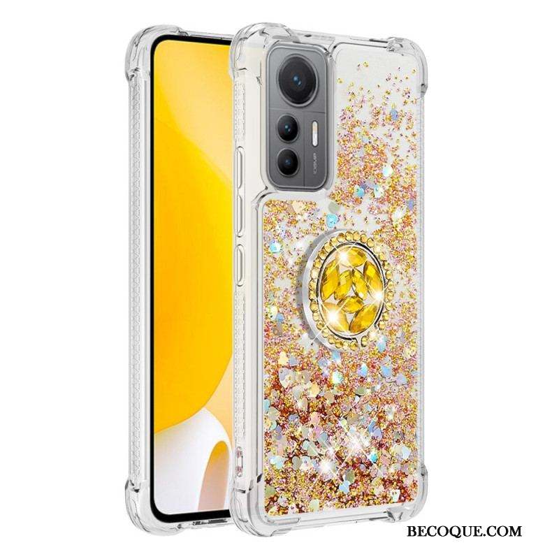 Coque Xiaomi 12 Lite Paillettes Colorées Anneau-Support