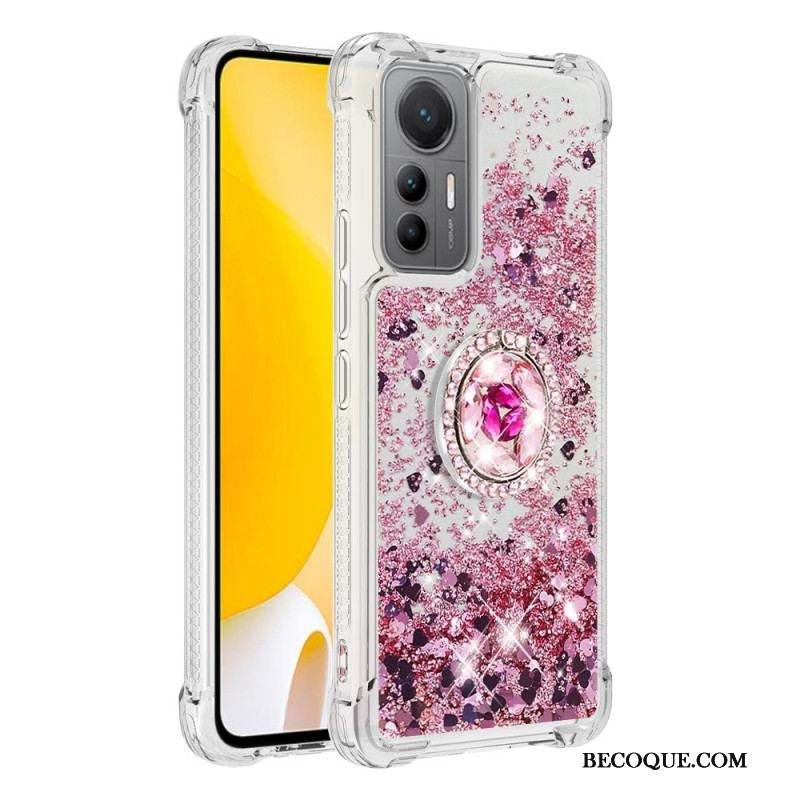 Coque Xiaomi 12 Lite Paillettes Colorées Anneau-Support