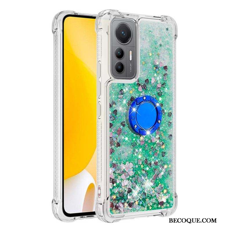 Coque Xiaomi 12 Lite Paillettes Colorées Anneau-Support