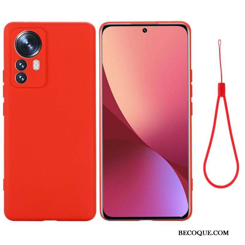 Coque Xiaomi 12 Pro Silicone Liquide Avec Lanière