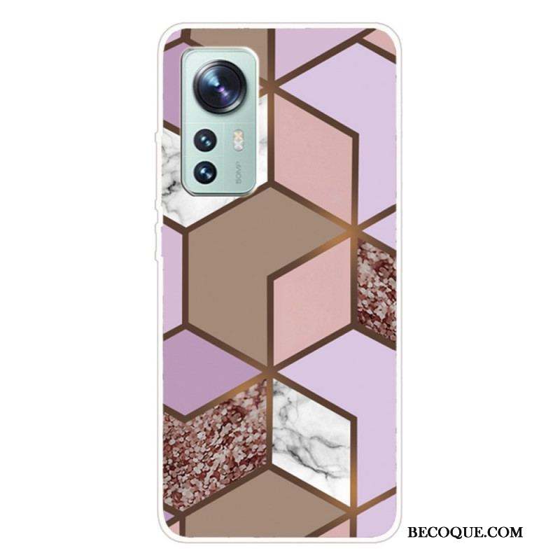 Coque Xiaomi 12 Pro Silicone Marbre Géométrie