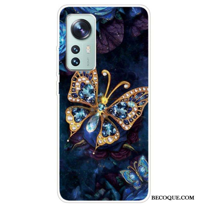 Coque Xiaomi 12 Pro Silicone Papillon Décliné