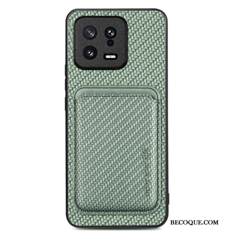 Coque Xiaomi 13 Fibre Carbone Porte-Cartes Détachable