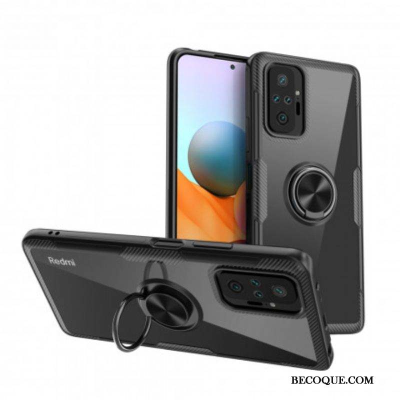 Coque Xiaomi Redmi Note 10 Pro Fibre Carbone Anneau Métallique