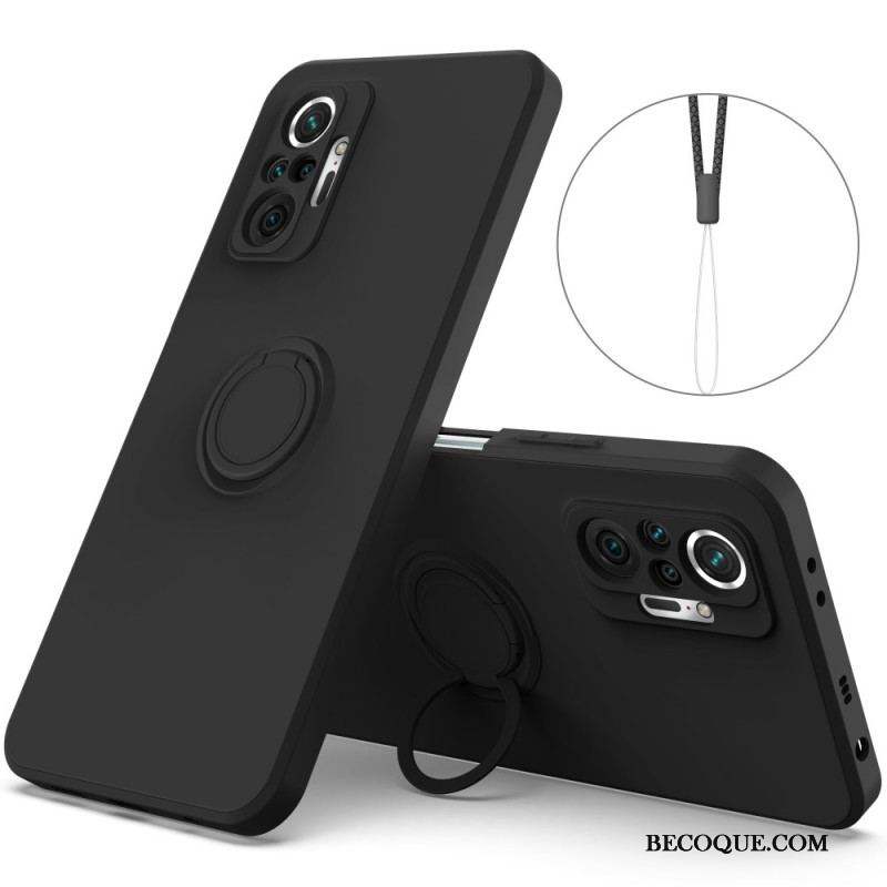 Coque Xiaomi Redmi Note 10 Pro Silicone Liquide Anneau et Lanière