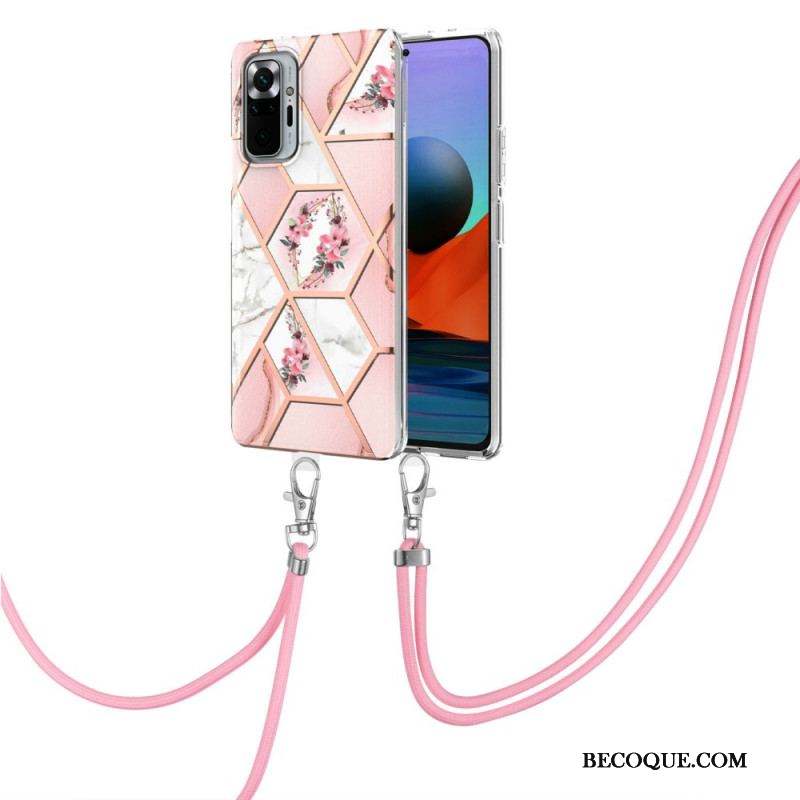 Coque Xiaomi Redmi Note 10 Pro à Cordon Marbre Floral