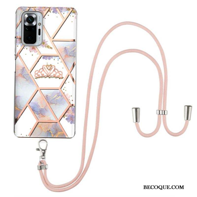 Coque Xiaomi Redmi Note 10 Pro à Cordon Marbre Motif Floral