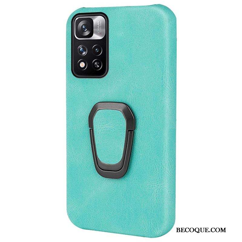 Coque Xiaomi Redmi Note 11 Pro Plus 5G Effet Cuir Anneau-Support