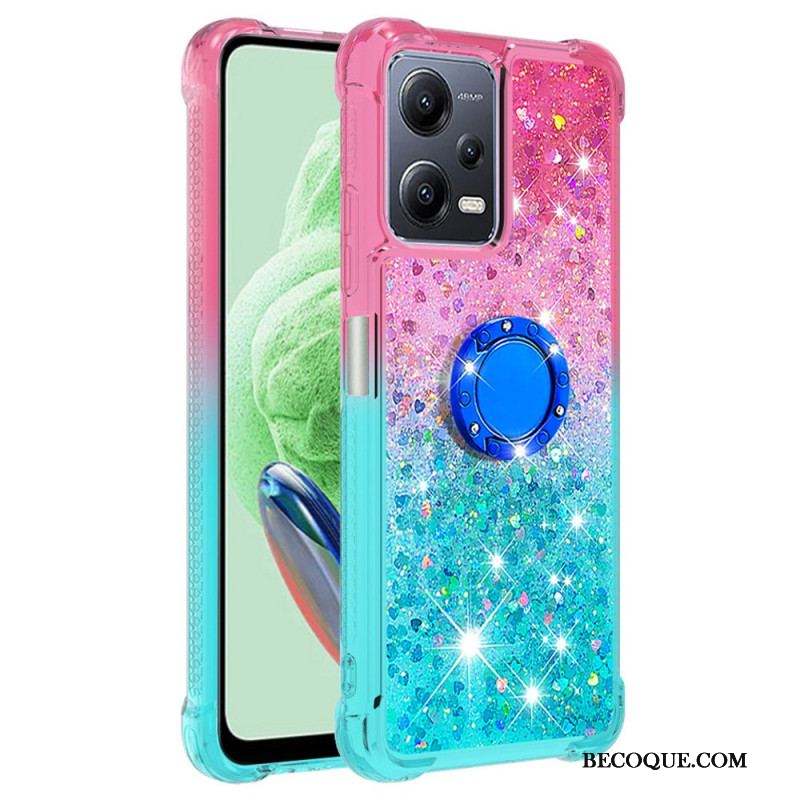 Coque Xiaomi Redmi Note 12/Poco X5 5G Paillettes Anneau-Support