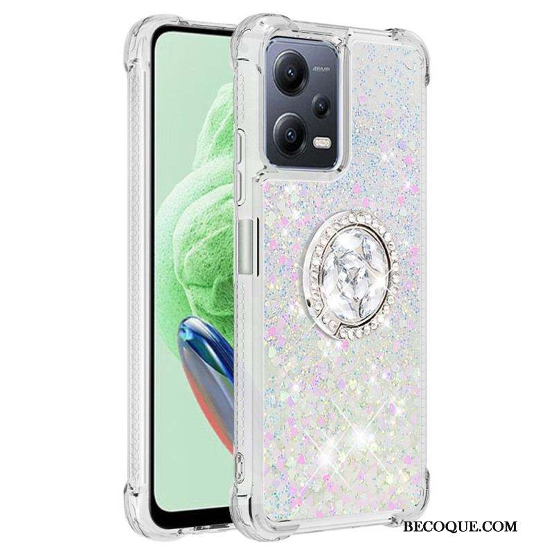 Coque Xiaomi Redmi Note 12/Poco X5 5G Paillettes Colorées Anneau-Support