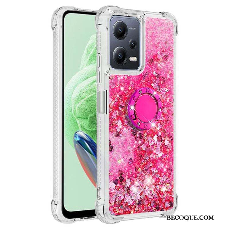 Coque Xiaomi Redmi Note 12/Poco X5 5G Paillettes Colorées Anneau-Support