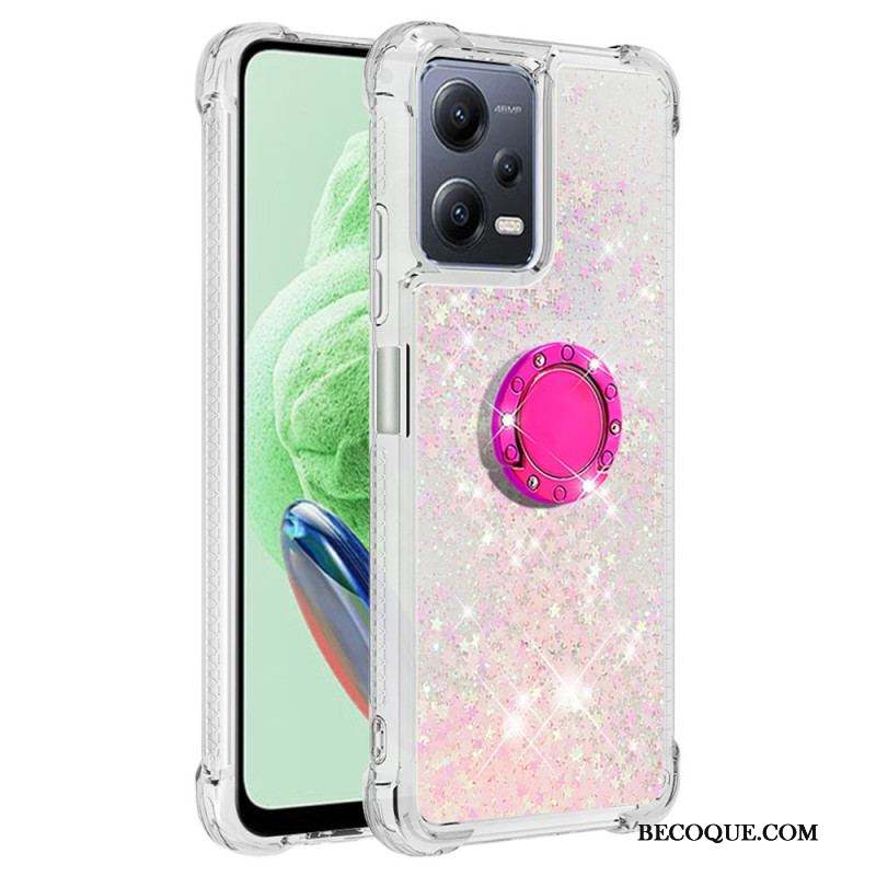 Coque Xiaomi Redmi Note 12/Poco X5 5G Paillettes Colorées Anneau-Support