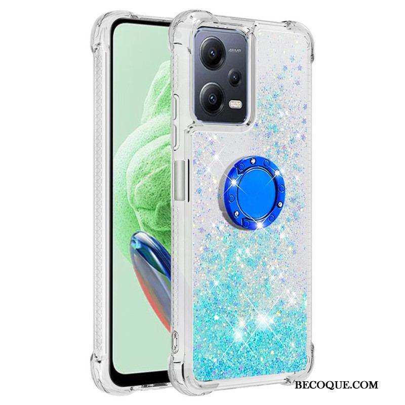 Coque Xiaomi Redmi Note 12/Poco X5 5G Paillettes Colorées Anneau-Support