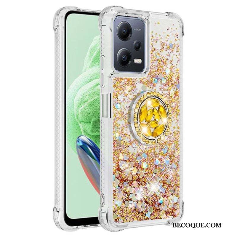 Coque Xiaomi Redmi Note 12/Poco X5 5G Paillettes Colorées Anneau-Support