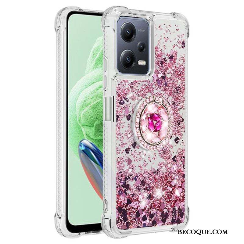 Coque Xiaomi Redmi Note 12/Poco X5 5G Paillettes Colorées Anneau-Support