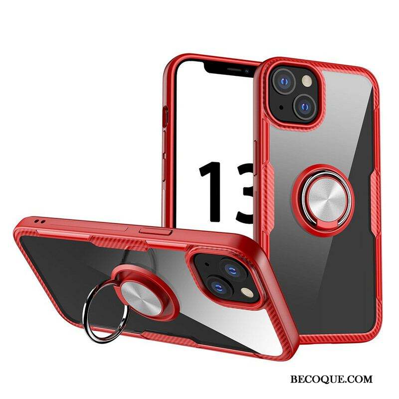 Coque iPhone 13 Mini Fibre Carbone Anneau Métallique