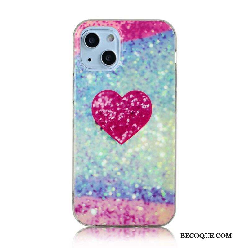 Coque iPhone 13 Mini Marbre Paillettes