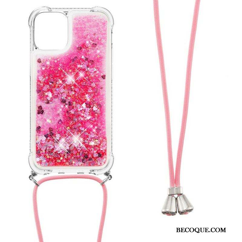 Coque iPhone 13 Mini Paillettes avec Cordon