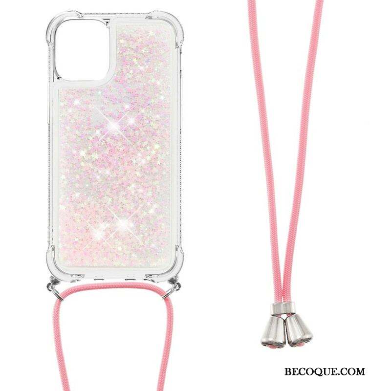 Coque iPhone 13 Mini Paillettes avec Cordon