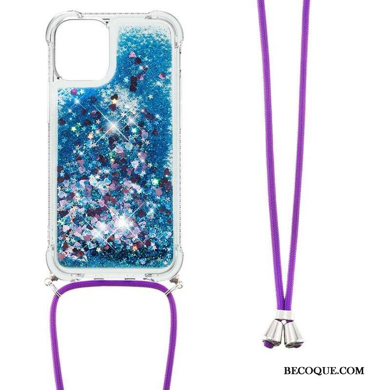 Coque iPhone 13 Mini Paillettes avec Cordon