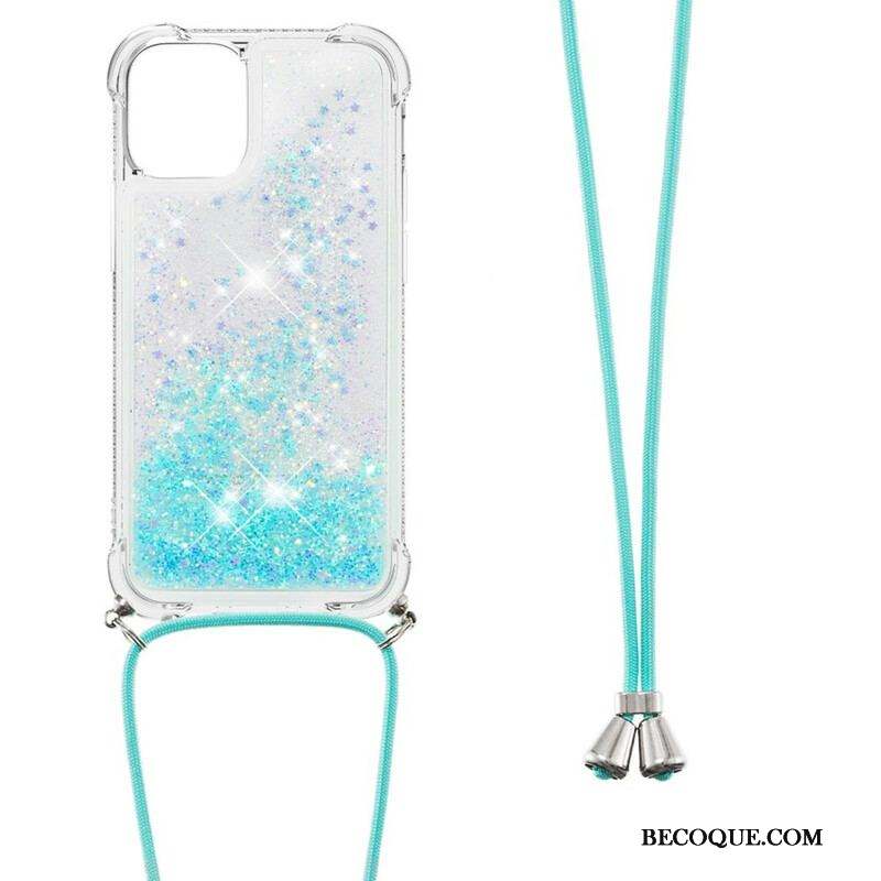 Coque iPhone 13 Mini Paillettes avec Cordon