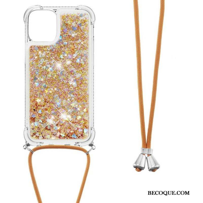 Coque iPhone 13 Mini Paillettes avec Cordon