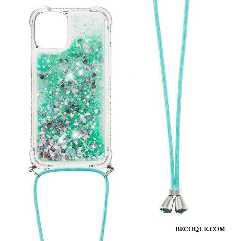 Coque iPhone 13 Mini Paillettes avec Cordon