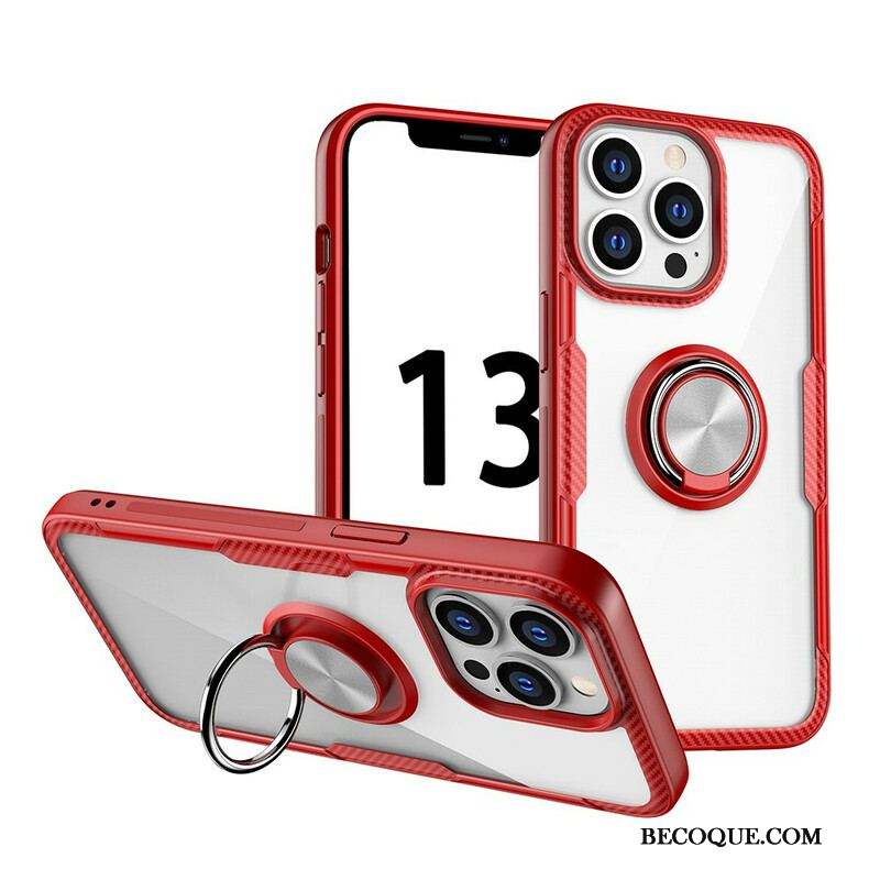 Coque iPhone 13 Pro Fibre Carbone Anneau Métallique