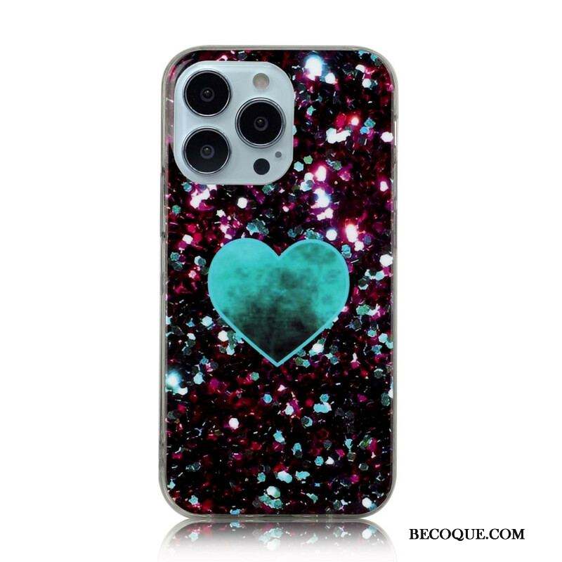 Coque iPhone 13 Pro Marbre Paillettes