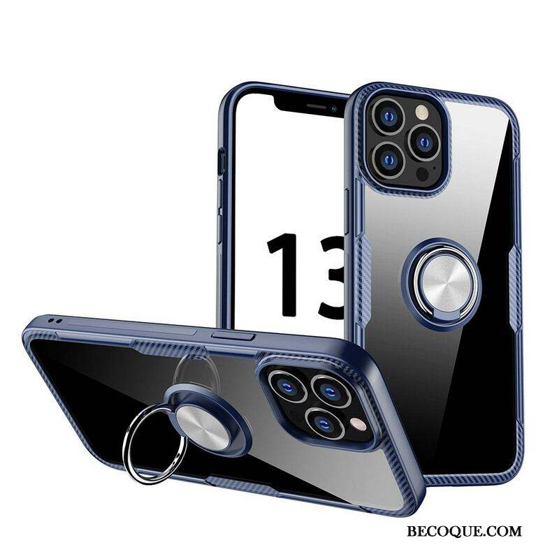 Coque iPhone 13 Pro Max Fibre Carbone Anneau Métallique