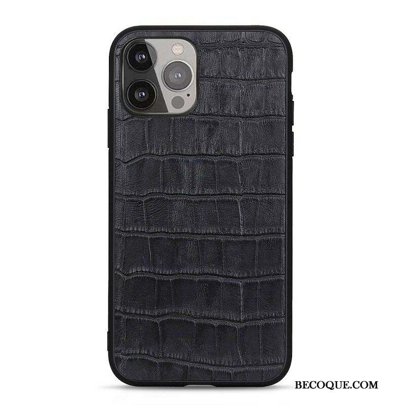 Coque iPhone 13 Pro Max Véritable Cuir Texture Crocodile