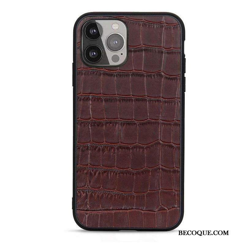 Coque iPhone 13 Pro Max Véritable Cuir Texture Crocodile