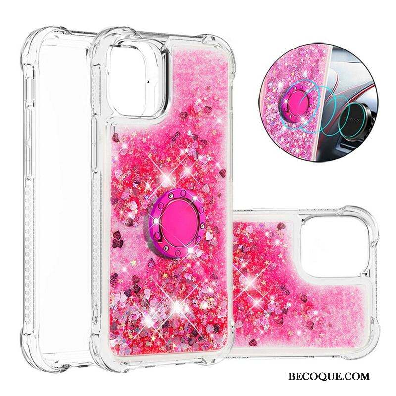 Coque iPhone 13 Pro Paillettes avec Anneau-Support