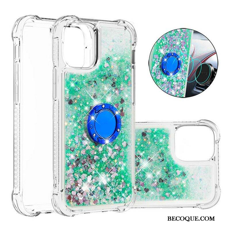 Coque iPhone 13 Pro Paillettes avec Anneau-Support