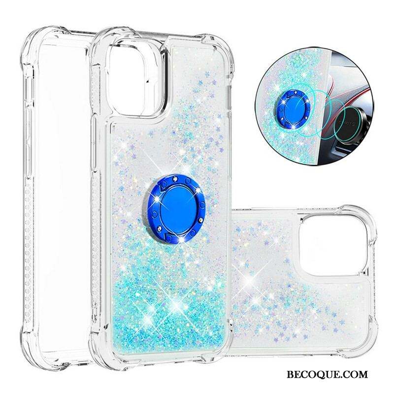 Coque iPhone 13 Pro Paillettes avec Anneau-Support