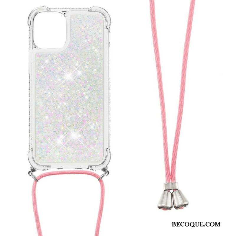 Coque iPhone 13 Pro Paillettes avec Cordon