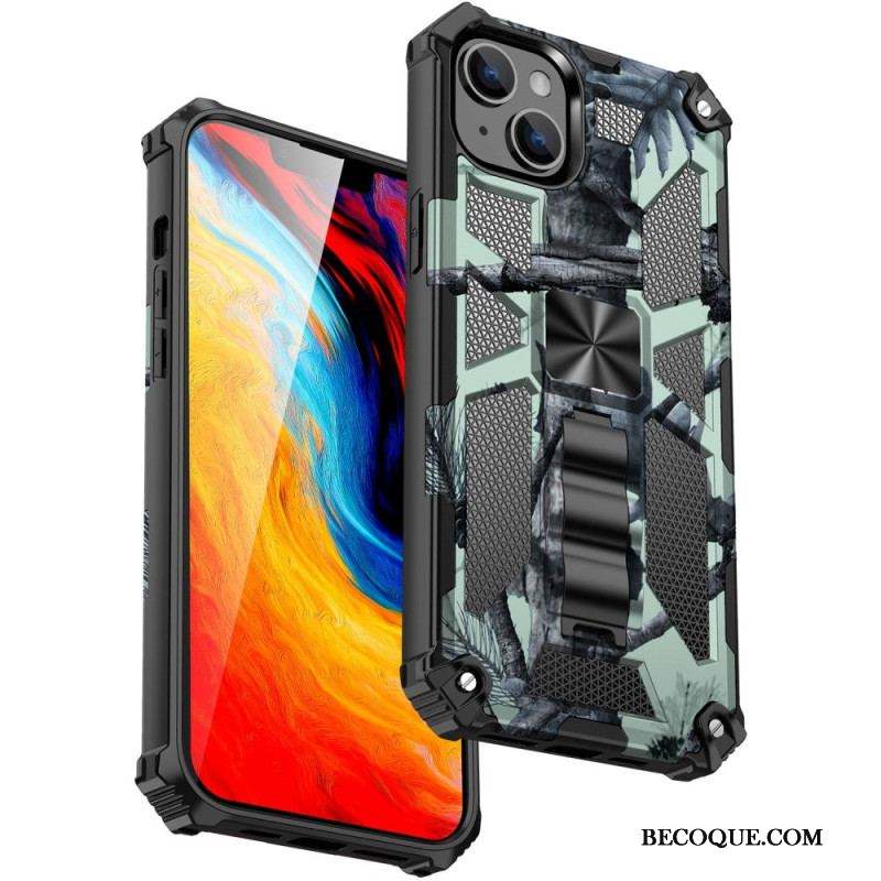 Coque iPhone 14 Camouflage Support Amovible