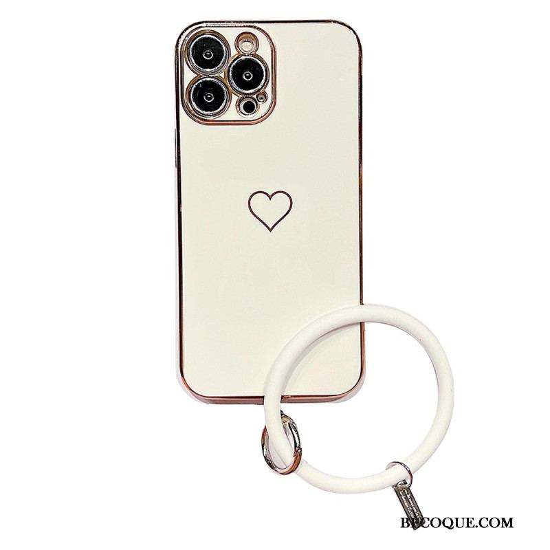 Coque iPhone 14 Plus Coeur avec Lanière Style Anneau