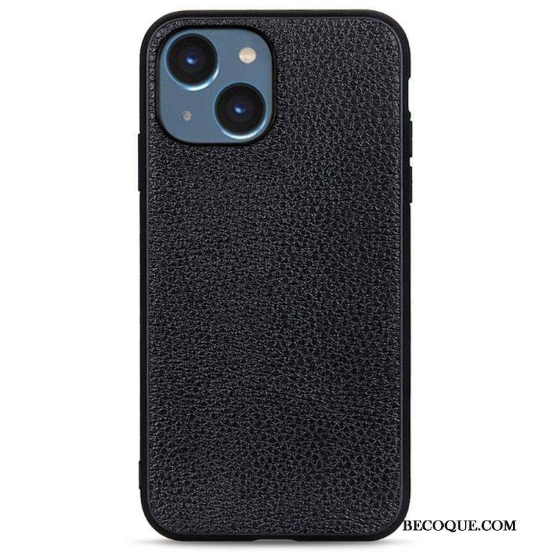 Coque iPhone 14 Plus Cuir Litchi Véritable