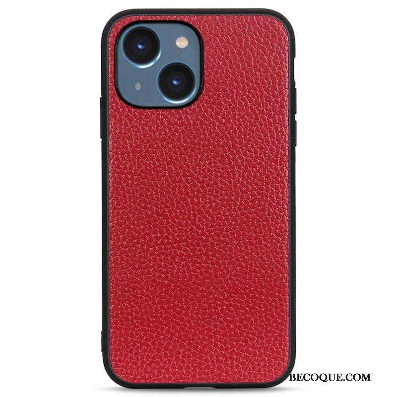 Coque iPhone 14 Plus Cuir Litchi Véritable